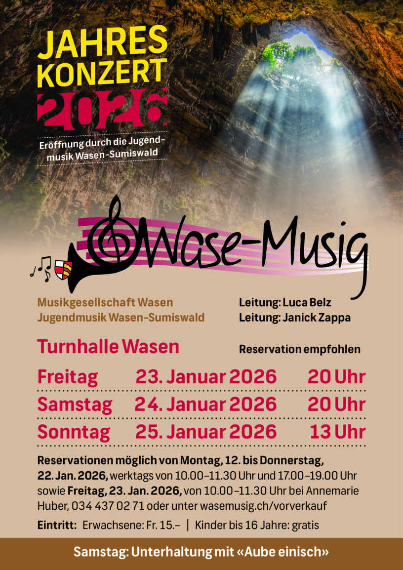 Plakat Jahreskonzert MG Wasen 2026
