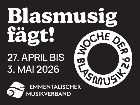 Inserat Woche der Blasmusik 2026, schwarz